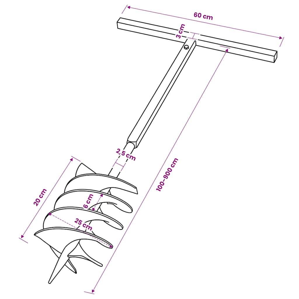 Erdbohrer mit Griff 100 mm Verlängerungsrohr 9 m