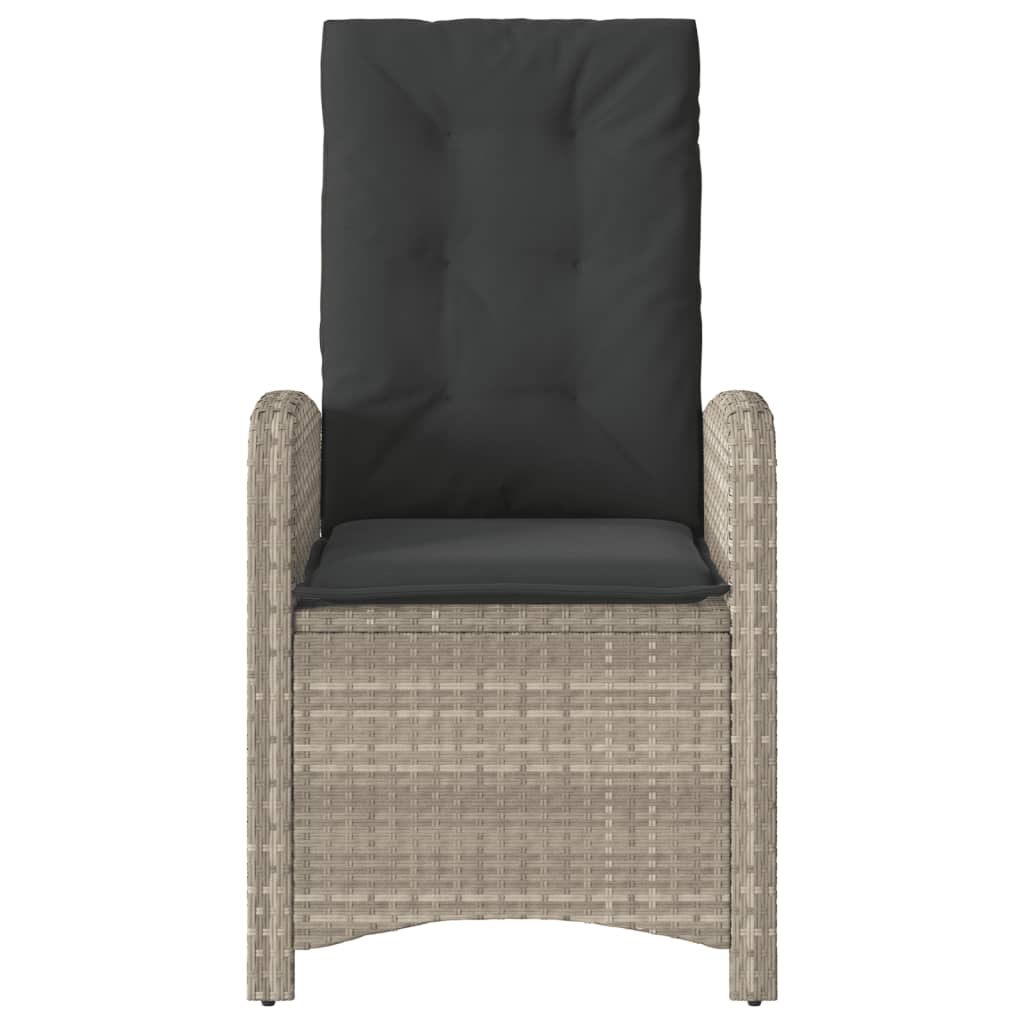 Gartensessel Verstellbar mit Kissen Schwarz Poly Rattan