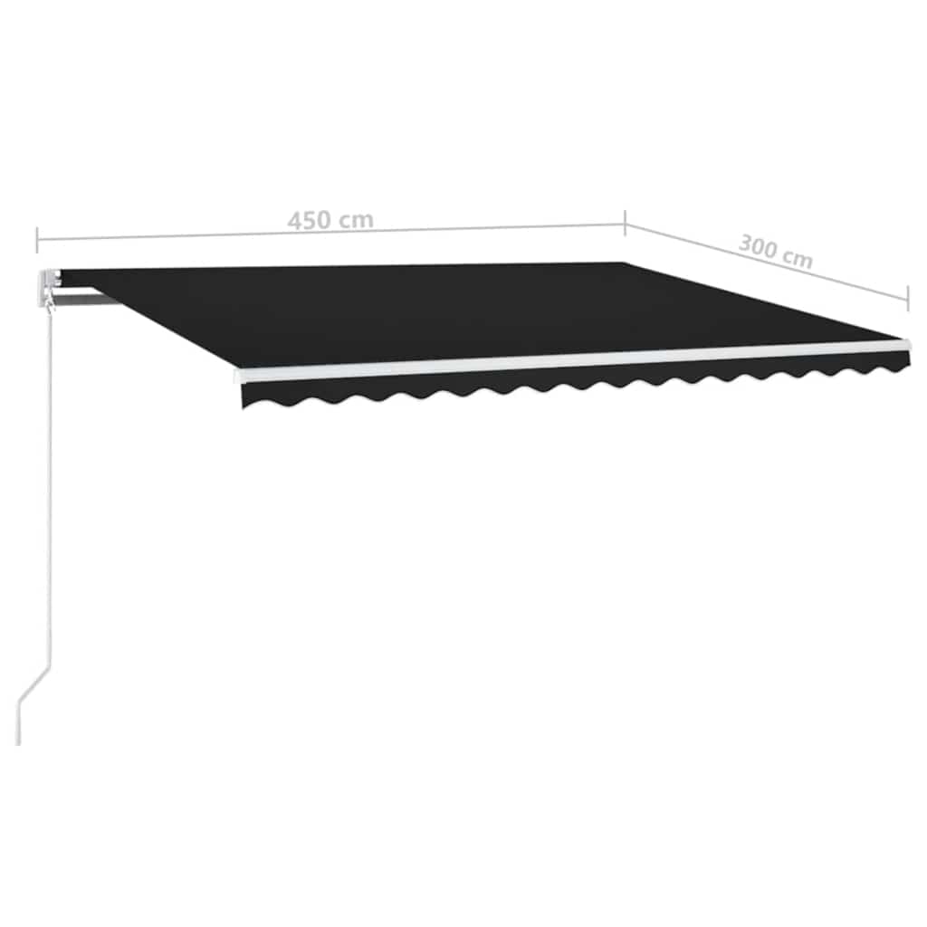 Markise Manuell Einziehbar mit LED 300x250 cm Blau und Weiß