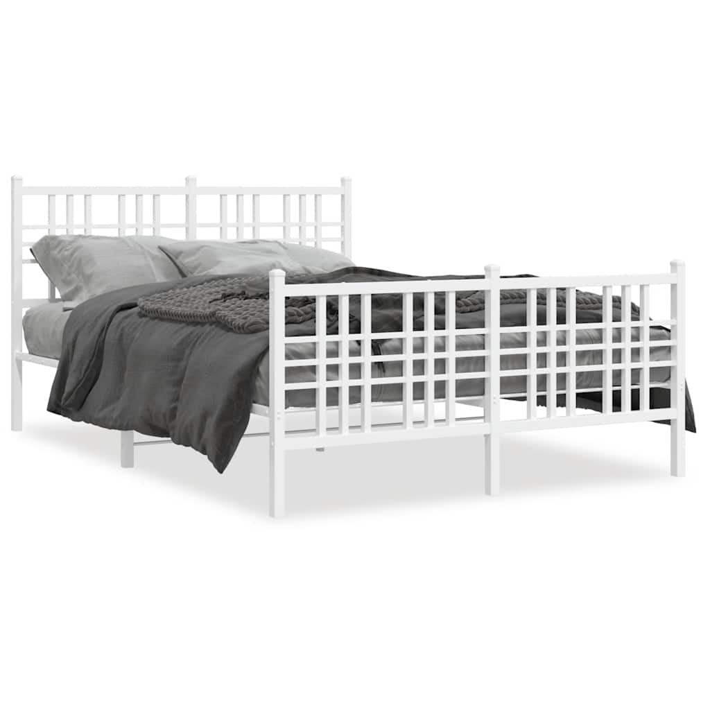 Bettgestell mit Kopf- und Fußteil Metall Schwarz 90x200 cm