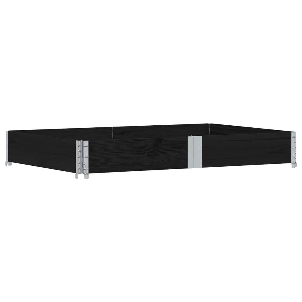 Paletten-Aufsatzrahmen Schwarz 80x60 cm Massivholz Kiefer