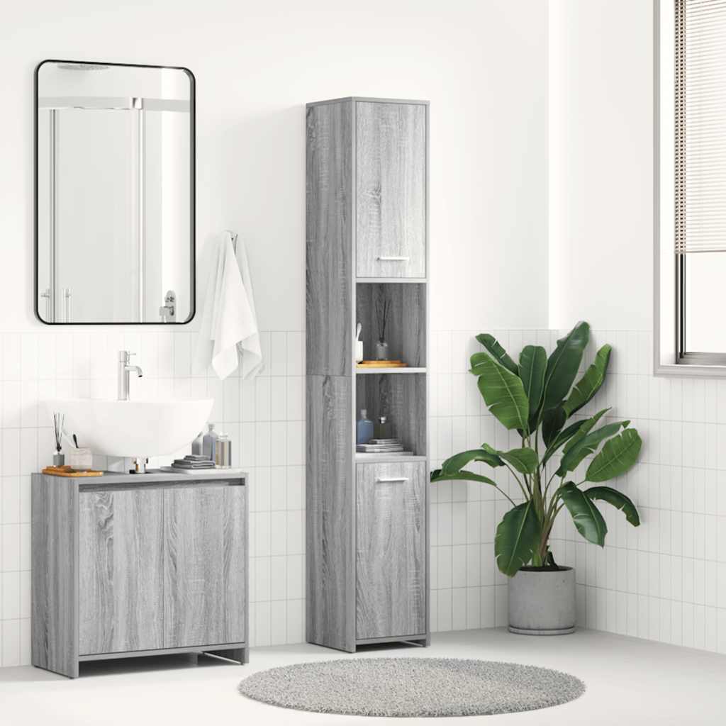Badezimmerschrank Weiß 30x30x183,5 cm Holzwerkstoff