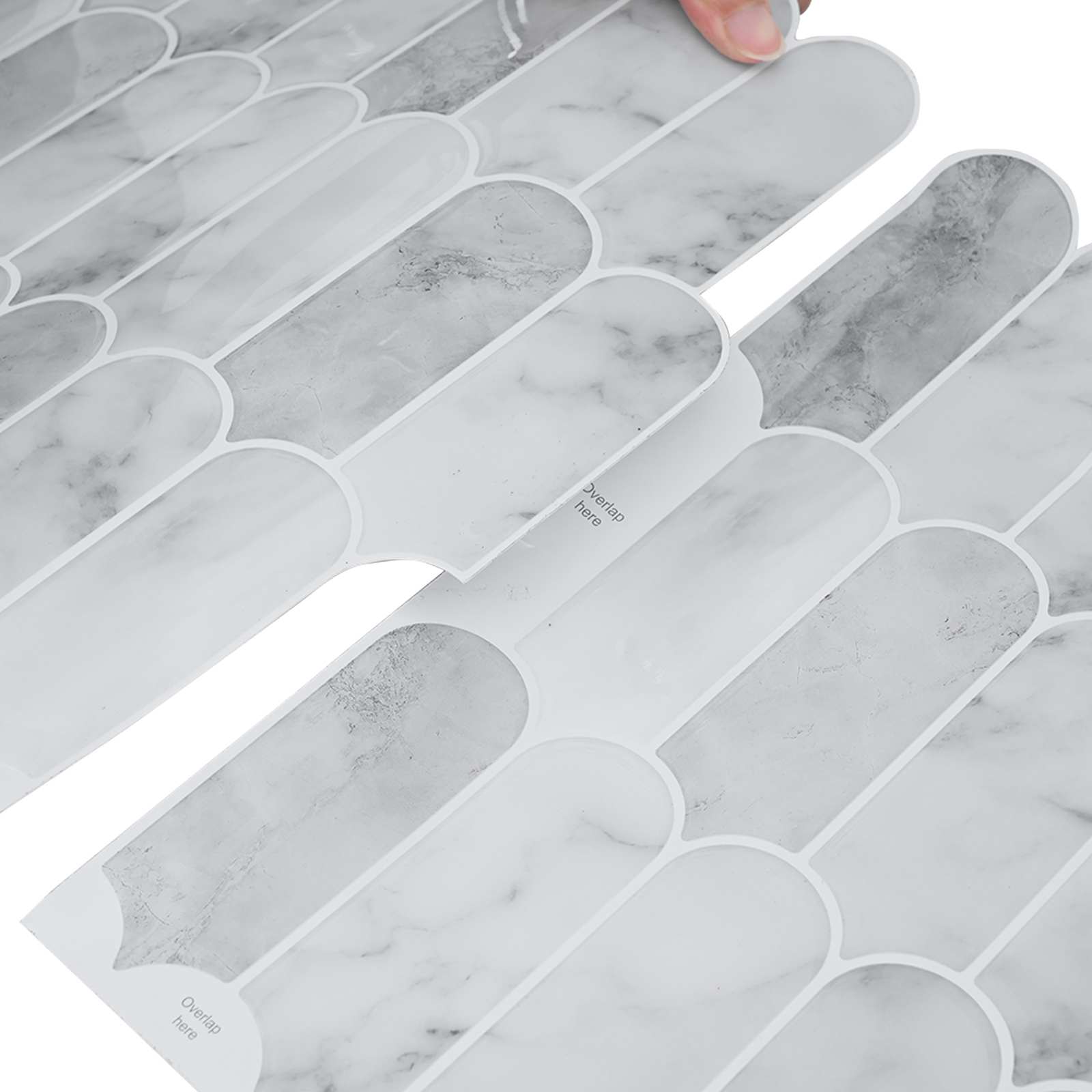 Federfliese 10 pcs Grau Marmor 30 x 30 cm Polyurethan und PET