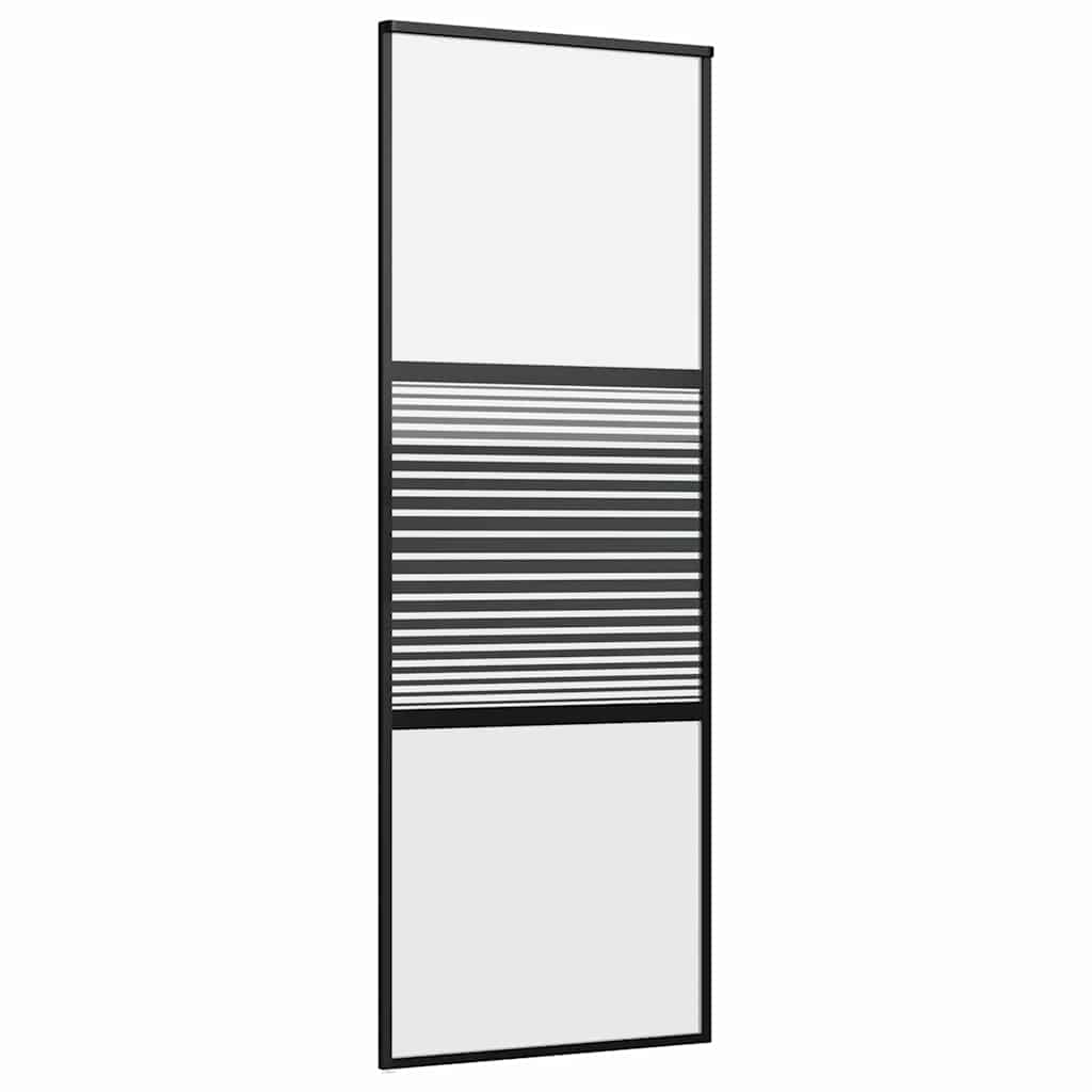 Schiebetür 3-teilig ESG-Glas und Aluminium 76x205 cm Schwarz