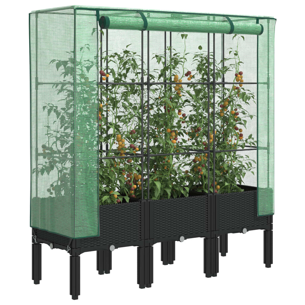 Hochbeet mit Gewächshaus-Aufsatz Rattan-Optik 40x40x140 cm