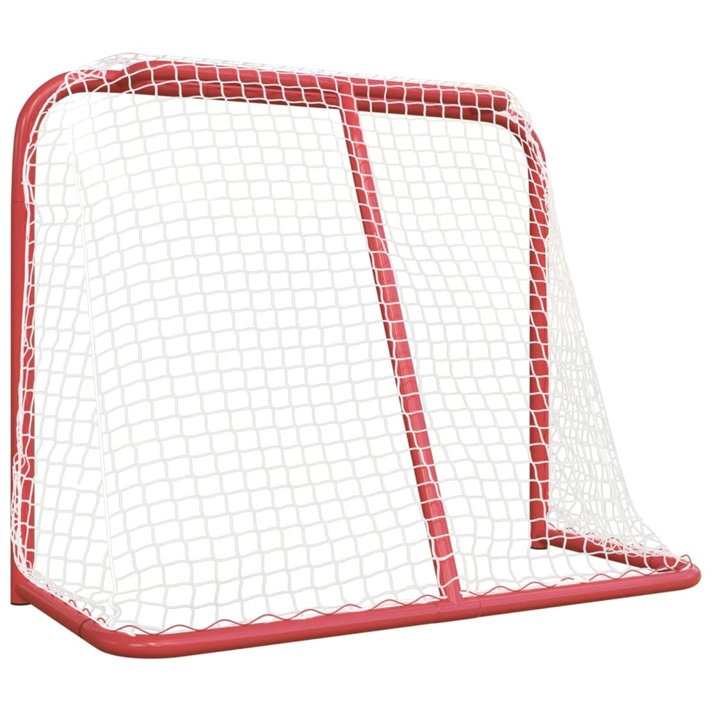 Hockeytor mit Netz Rot & Weiß 153x60x118 cm Stahl & Polyester