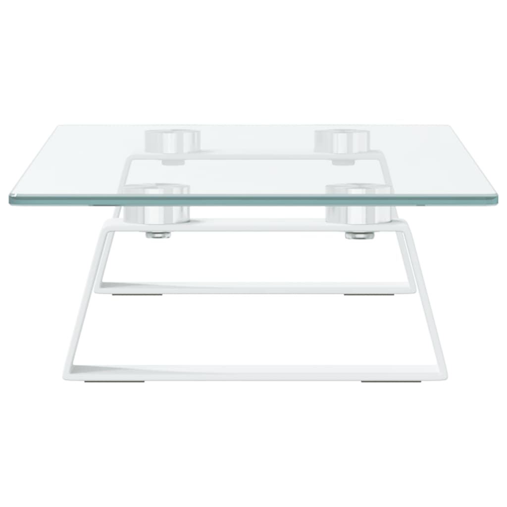 Monitorständer Weiß 60x20x8 cm Hartglas und Metall