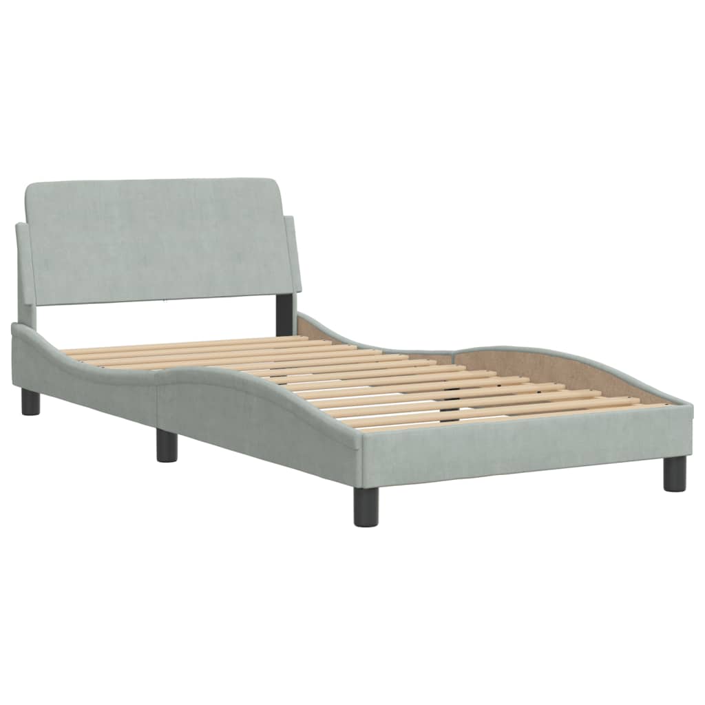 Bett mit Matratze "Hanko" Hellgrau 80x200 cm Samt