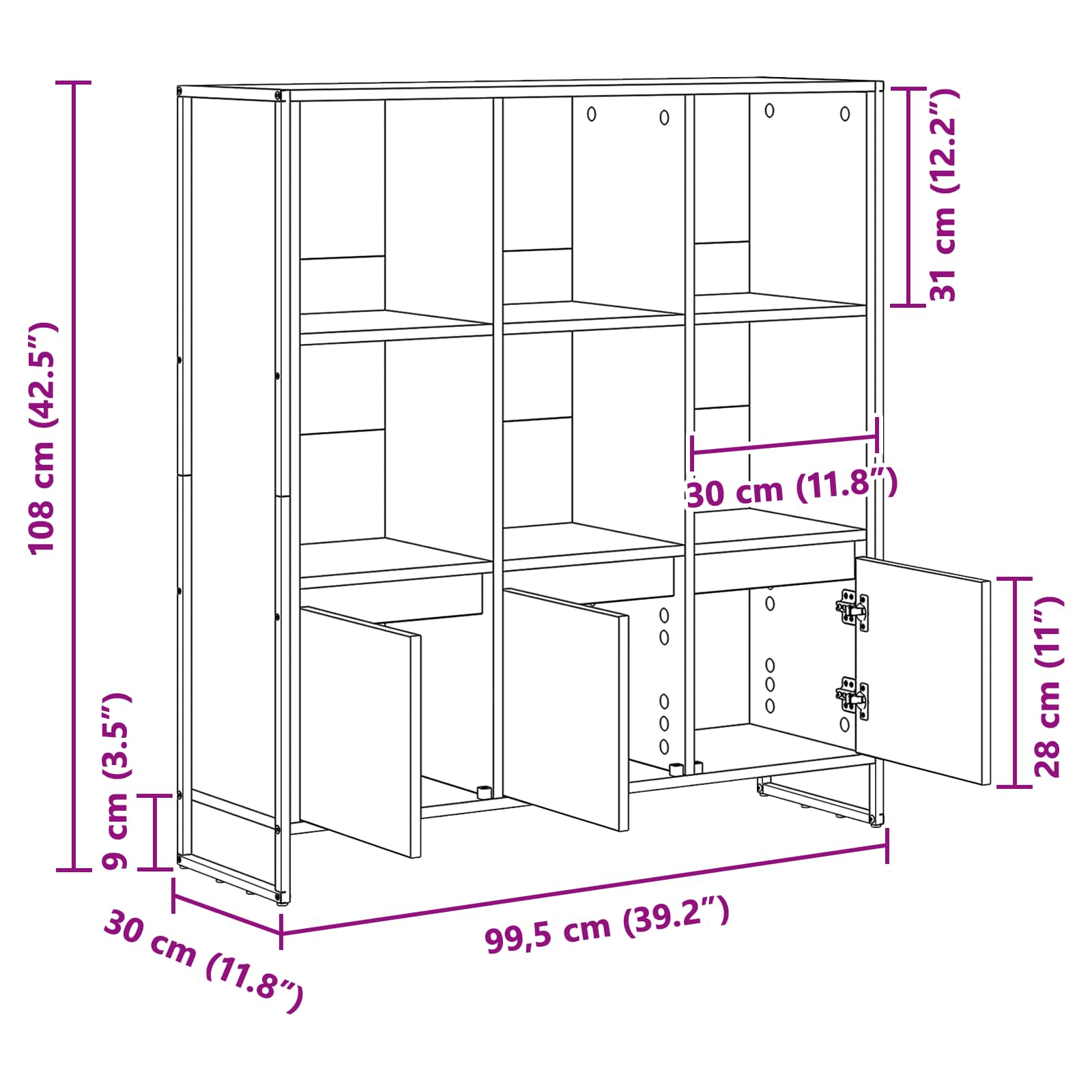 Bücherregal 2 pcs Schwarz Eichen-Optik 99,5 x 30 x 108 cm