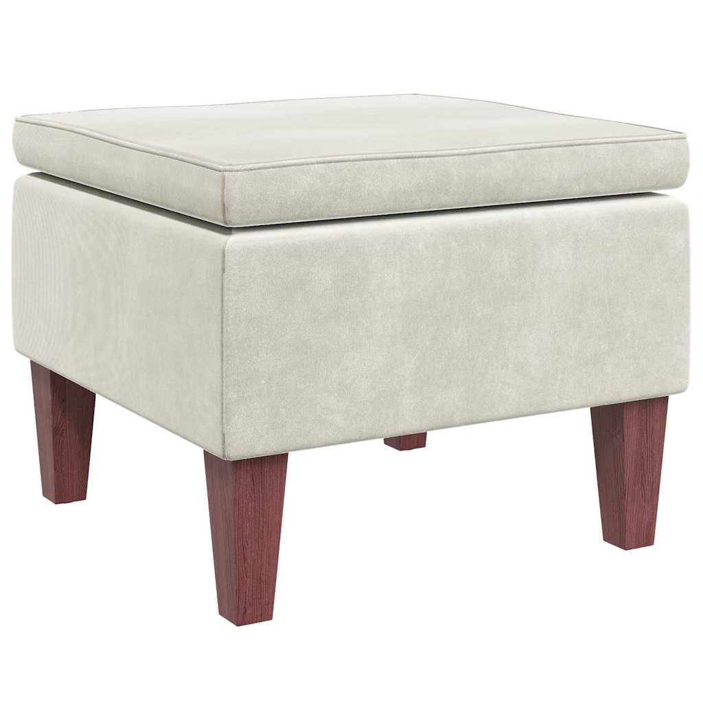 Hocker mit Holzbeinen Dunkelgrau Samt