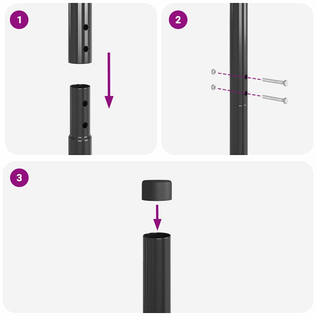 Zaunpfosten 2 pcs Grün 50 cm Pulverbeschichteter Stahl