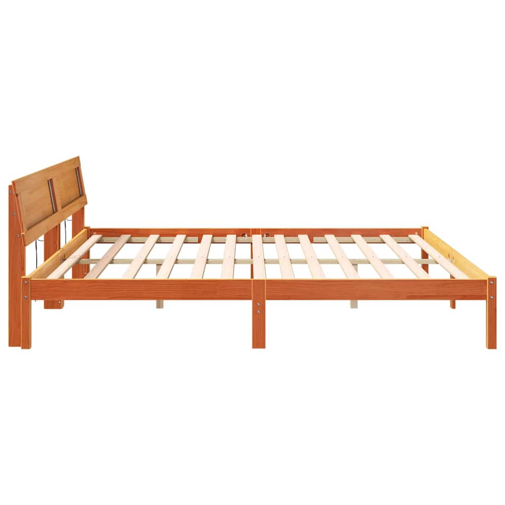 Bettgestell mit Kopfteil Braun 200 x 200 cm Massivholz Kiefer