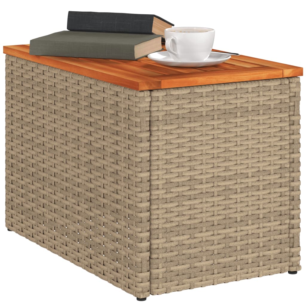 Garten-Beistelltische 2 Stk Schwarz 55x34x37cm Poly Rattan Holz