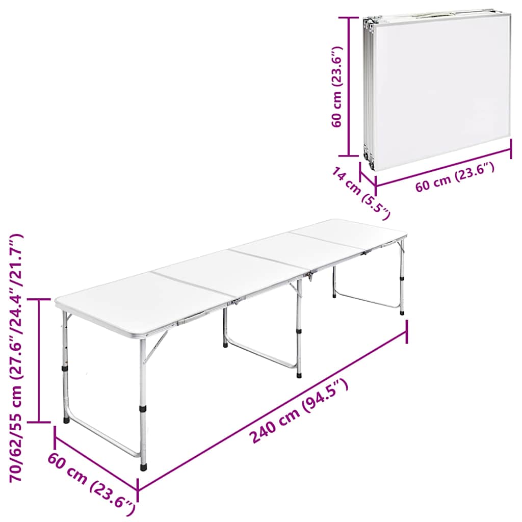 Campingtisch Klappbar Höhenverstellbar Aluminium 120x60 cm