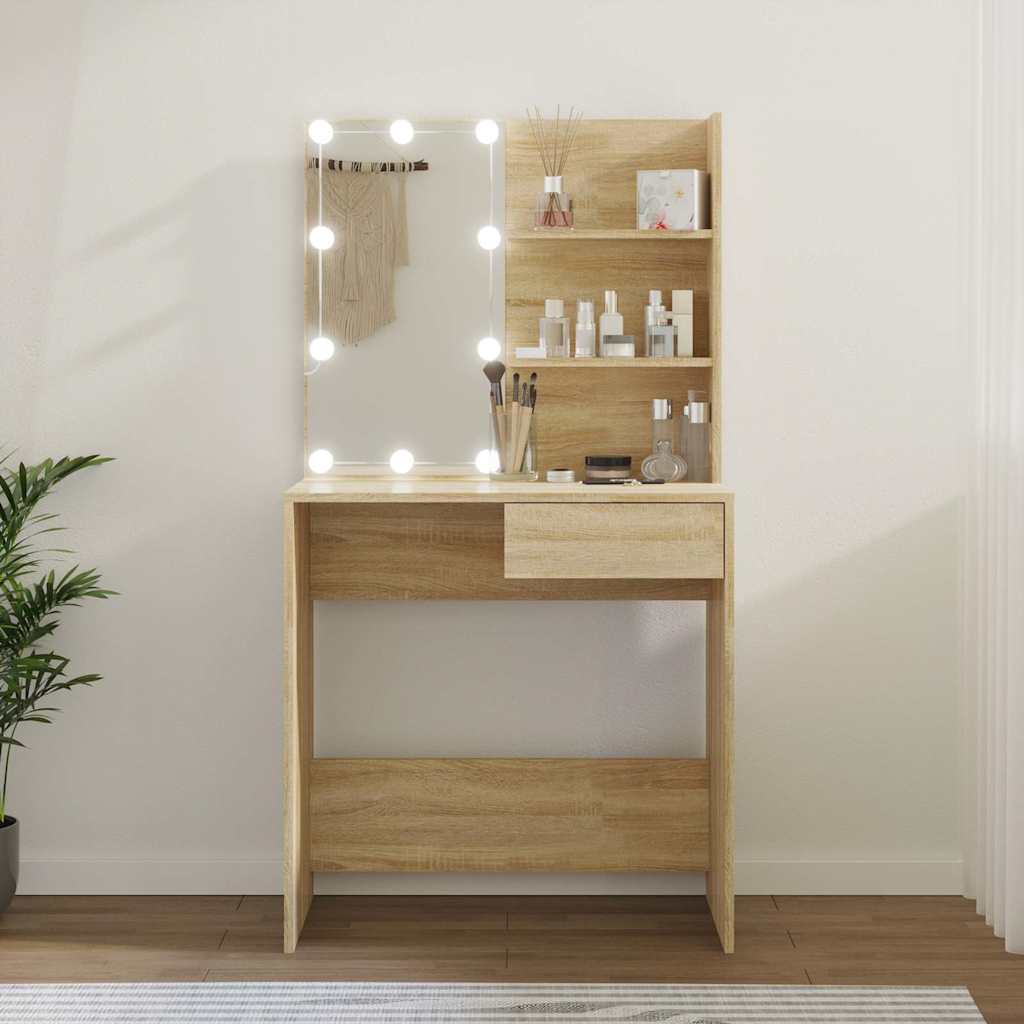 Schminktisch mit LED Weiß 74,5x40x141 cm