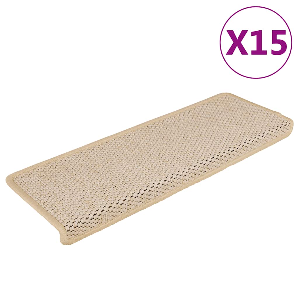 Treppenmatten Selbstklebend Sisal-Look 15 Stk. 65x21x4 Platina