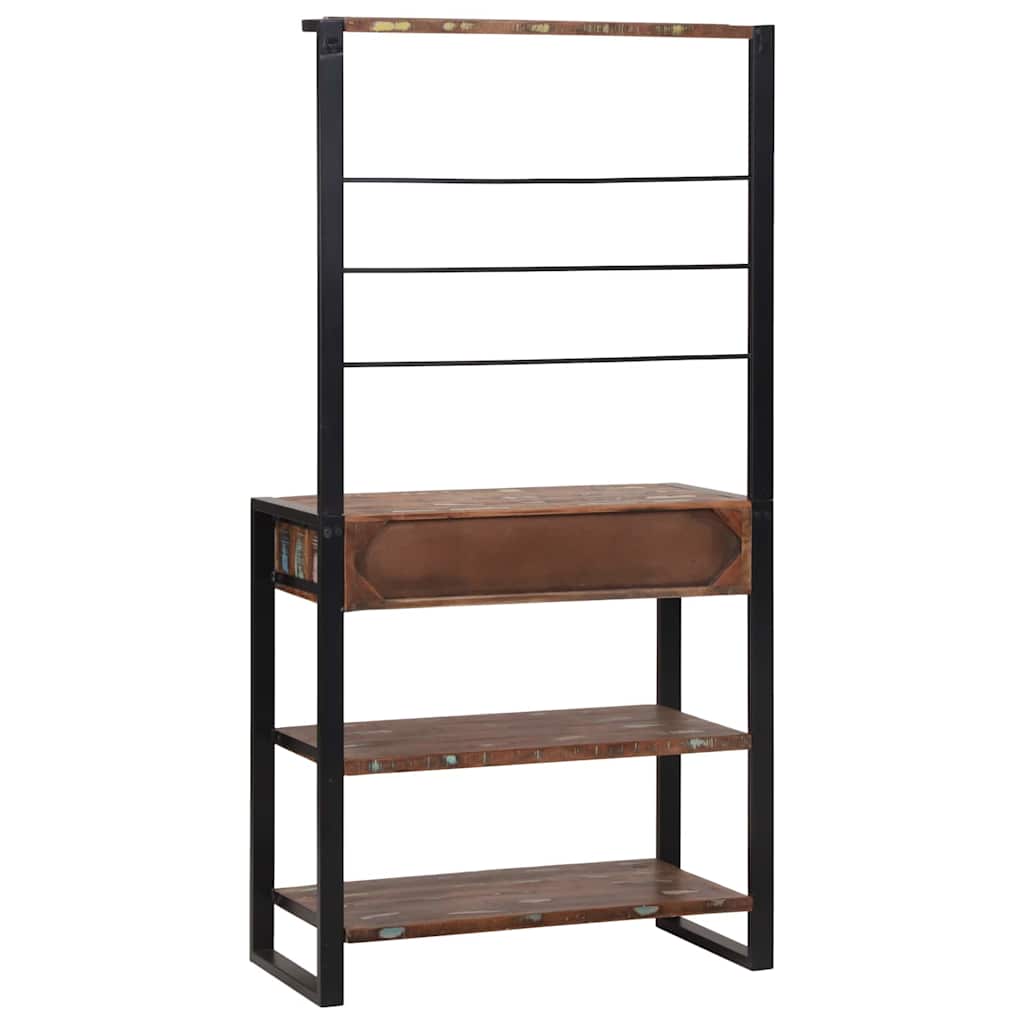 Küchenregal Braun und Schwarz 80 x 40 x 160 cm Massivholz Mango