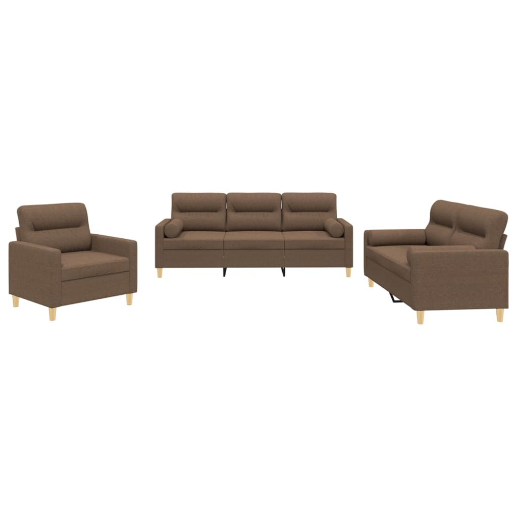 4-tlg. Sofagarnitur mit Kissen Taupe Stoff