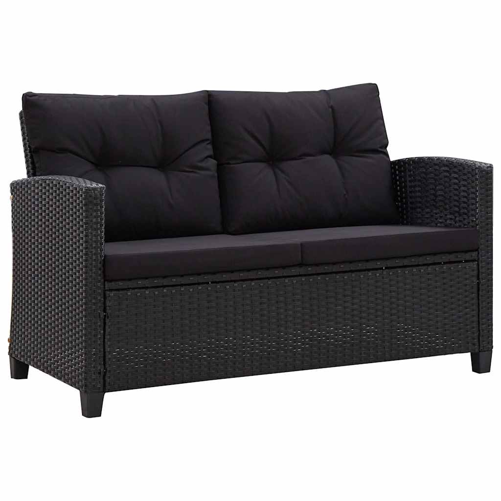 2-Sitzer-Gartensofa mit Kissen Grau 124 cm Poly Rattan