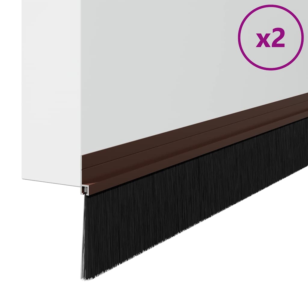 Selbstklebende Türbürstendichtungen 2 pcs Braun 100 cm