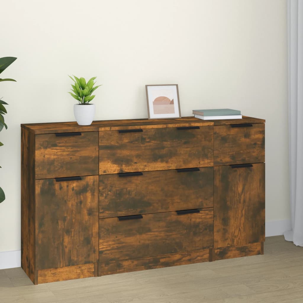 3-tlg. Sideboard-Set Weiß Holzwerkstoff