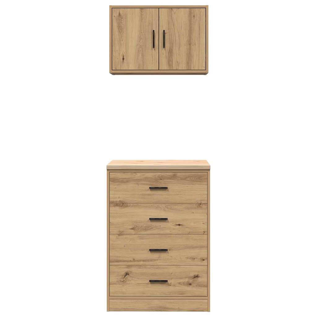 Garagenschränke 2 Stk. Schwarz Holzwerkstoff