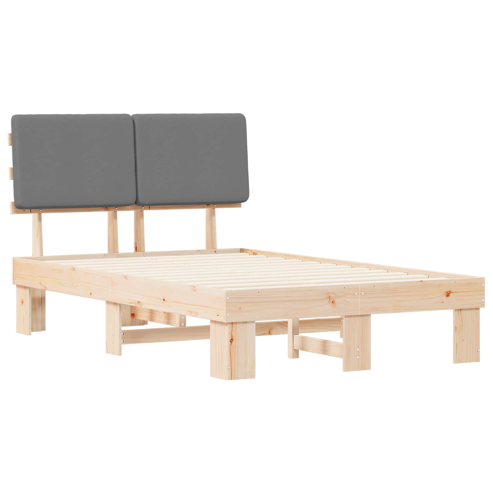 Bettgestell mit gepolstertem Kopfteil Hellgrau 200 x 200 cm