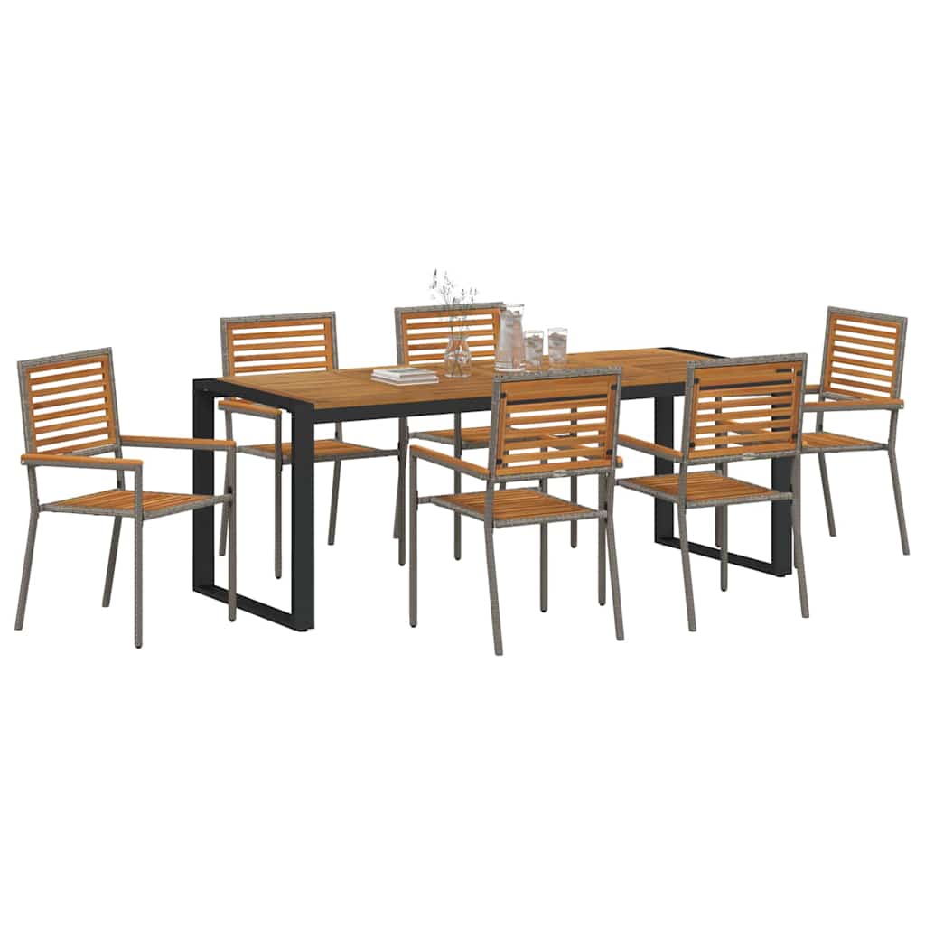 Garten Essgruppe 5 pcs Schwarz und Braun Poly-Rattan