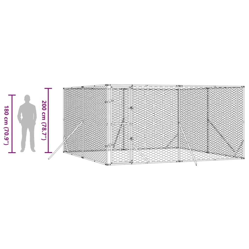 Outdoor-Hundezwinger Silbern 2x2x2 m Verzinkter Stahl