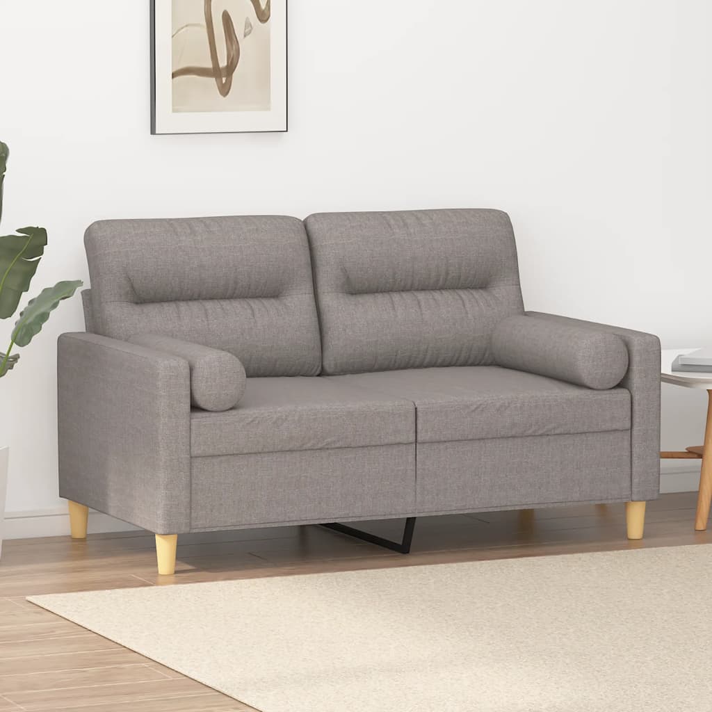 2-Sitzer-Sofa mit Zierkissen Braun 120 cm Stoff