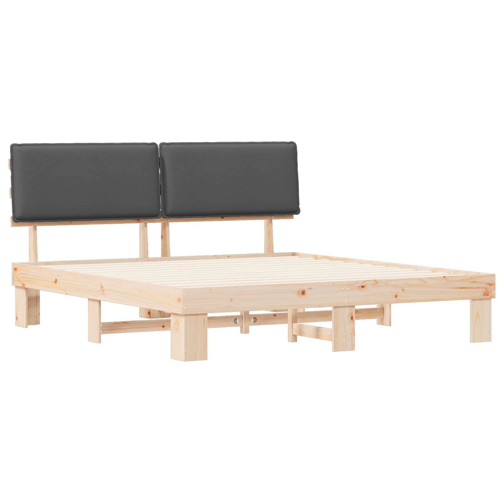 Bettgestell mit gepolstertem Kopfteil Hellgrau 200 x 200 cm