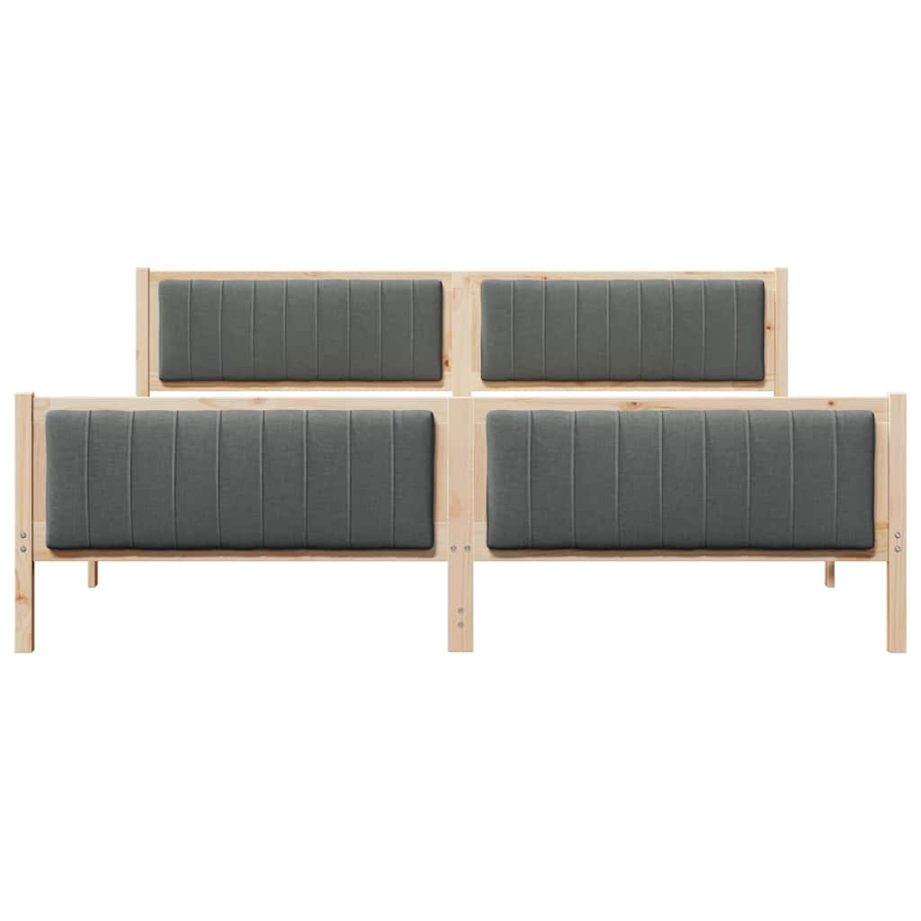 Bettgestell Braun und hellgrau 200 x 200 cm Massivholz Kiefer