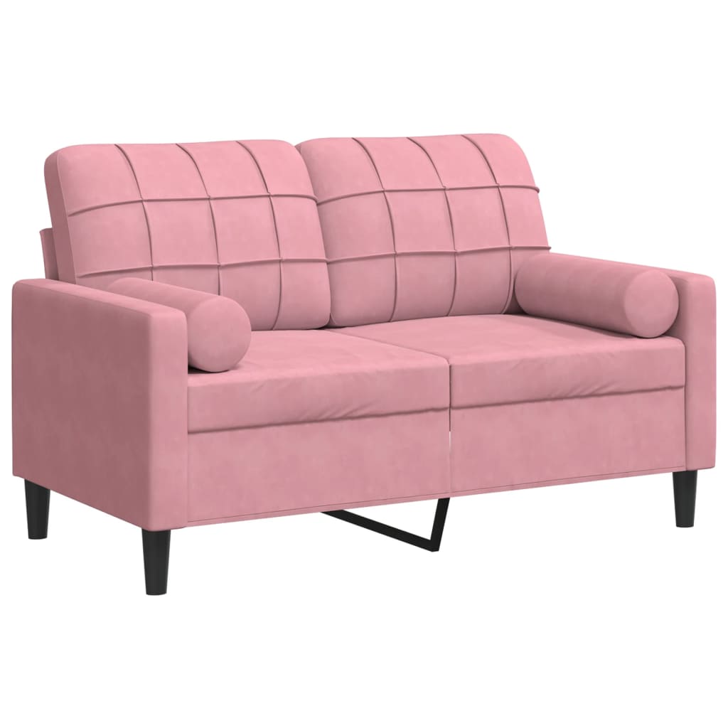 2-Sitzer-Sofa mit Zierkissen Hellgrau 120 cm Samt