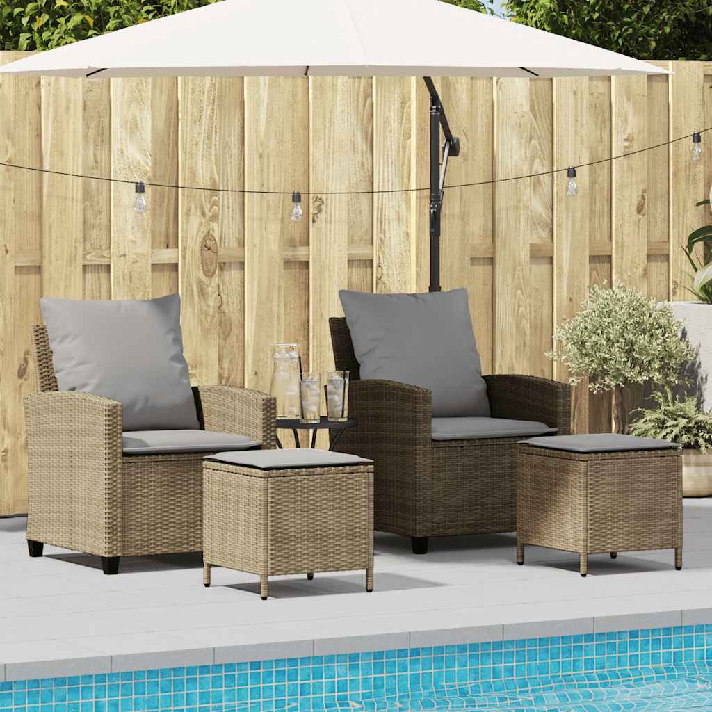 4-tlg. Garten-Sofagarnitur mit Kissen Schwarz Poly Rattan