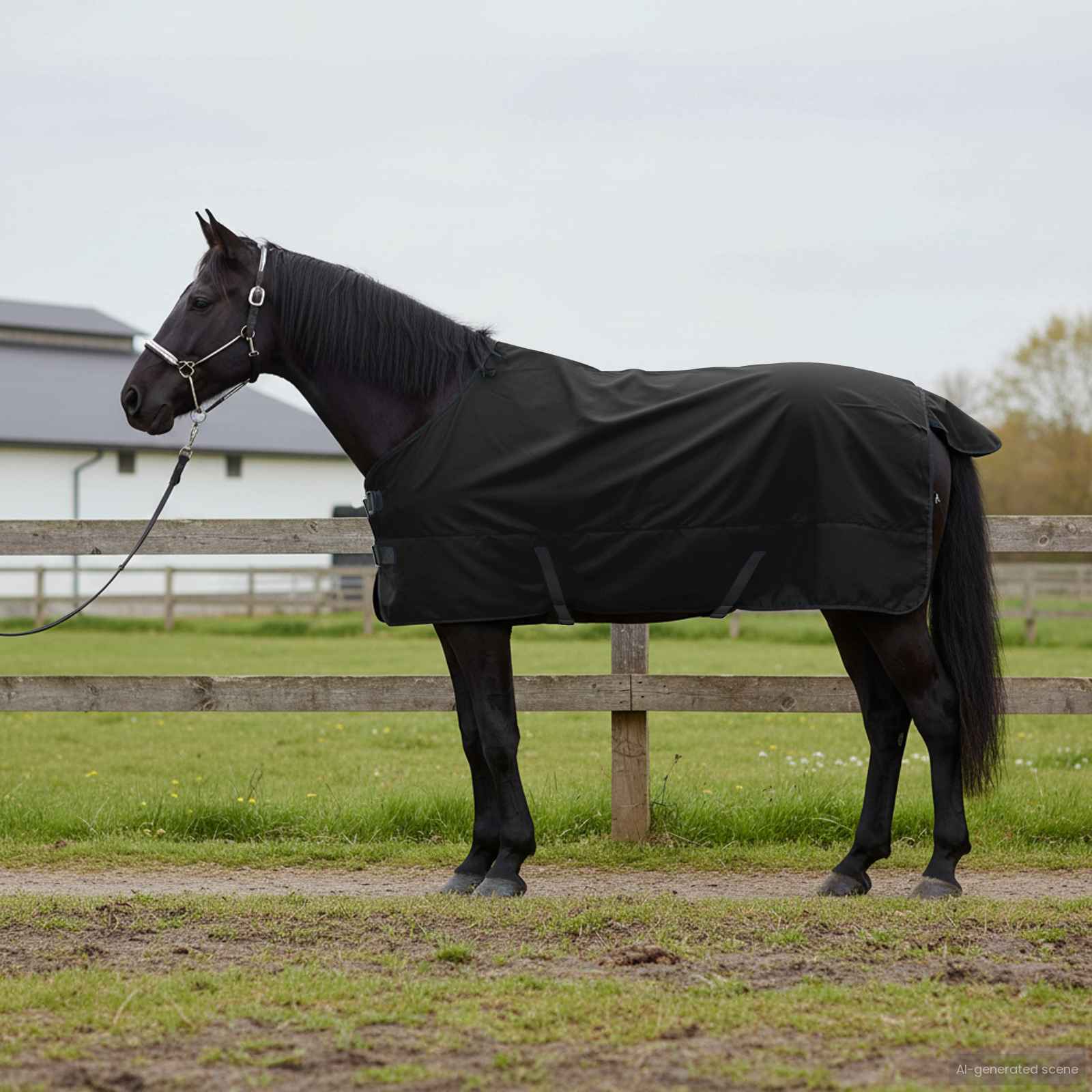 Pferdedecke Dunkelgrün und Schwarz 75 cm Polyester