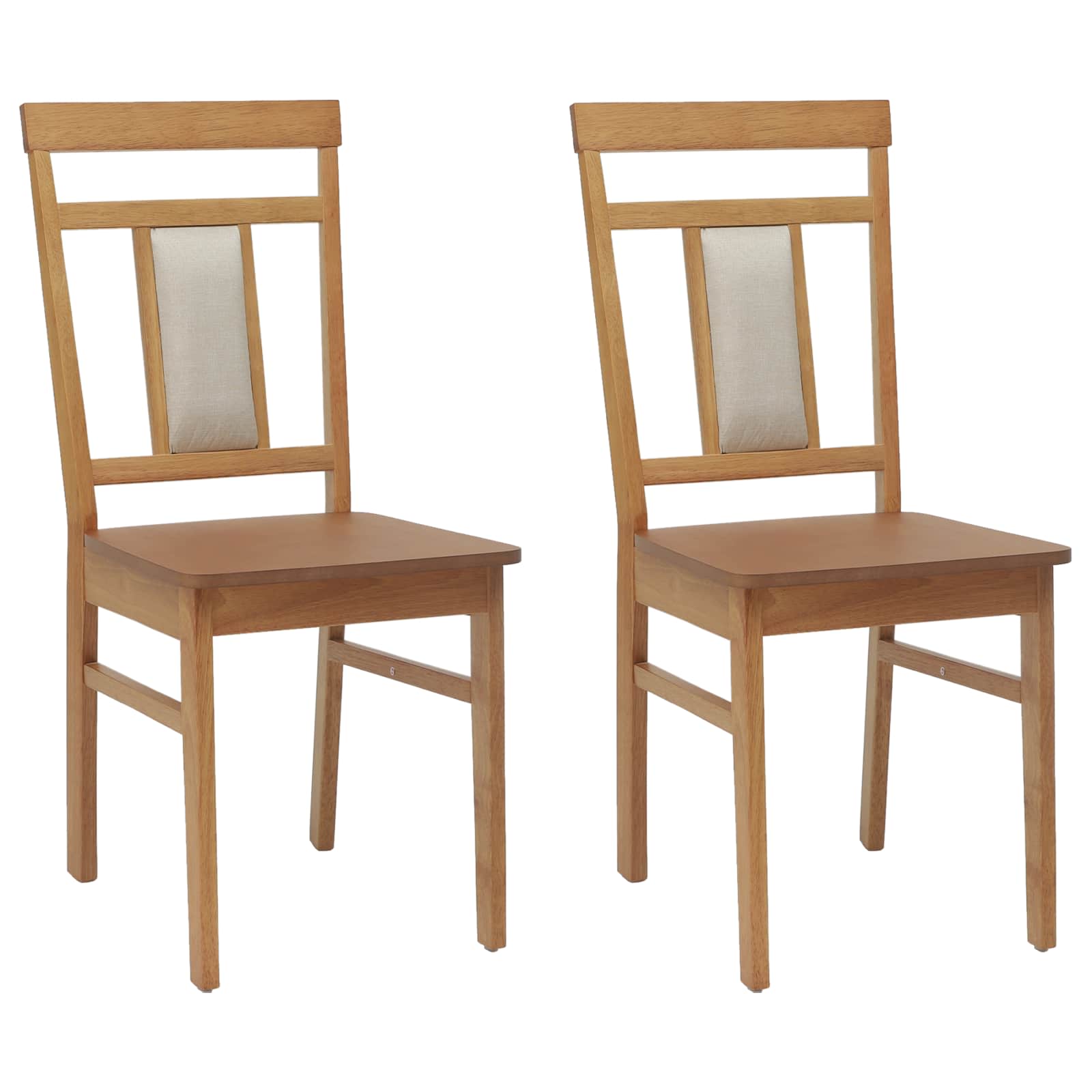 Esszimmerstuhl 2 pcs Hellbraun und hell Massives Gummiholz
