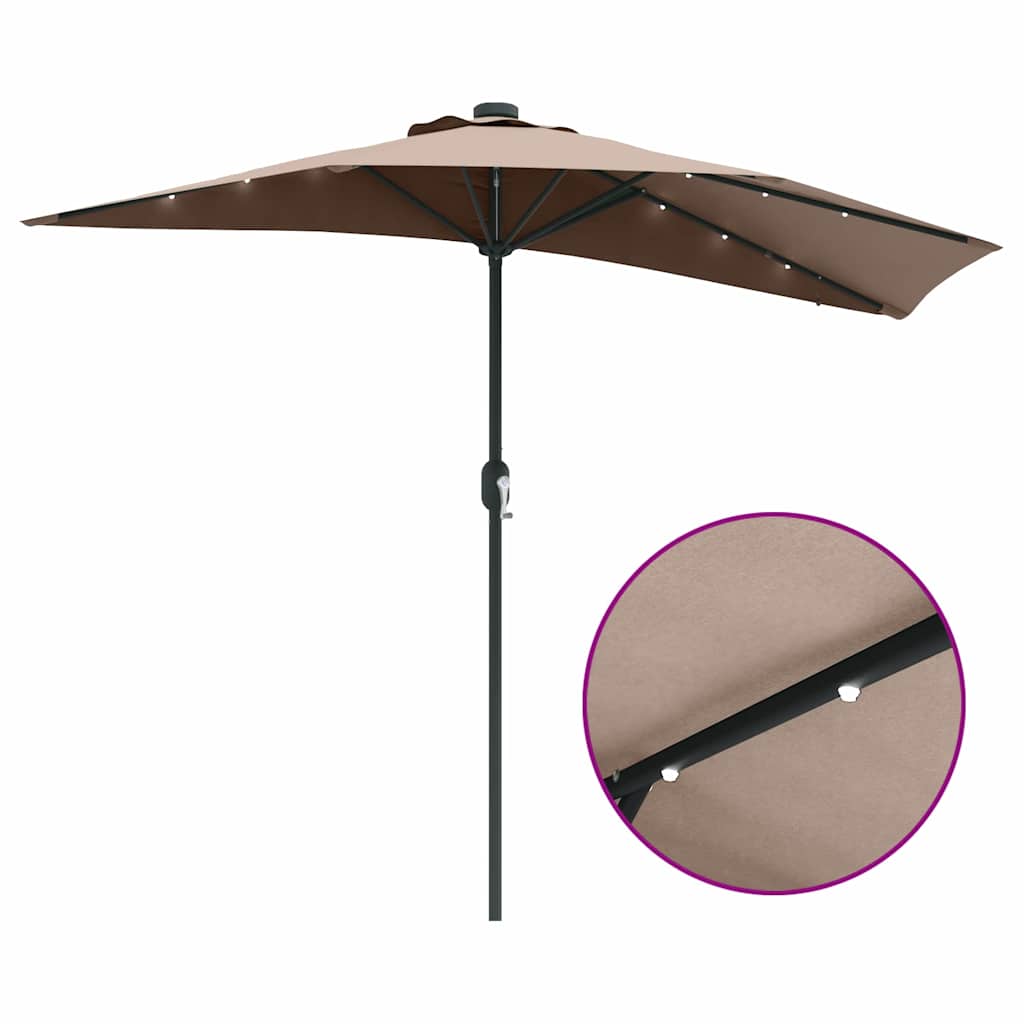 Garten-Sonnenschirm Sand 294 x 150 x 223 cm Polyester und Stahl