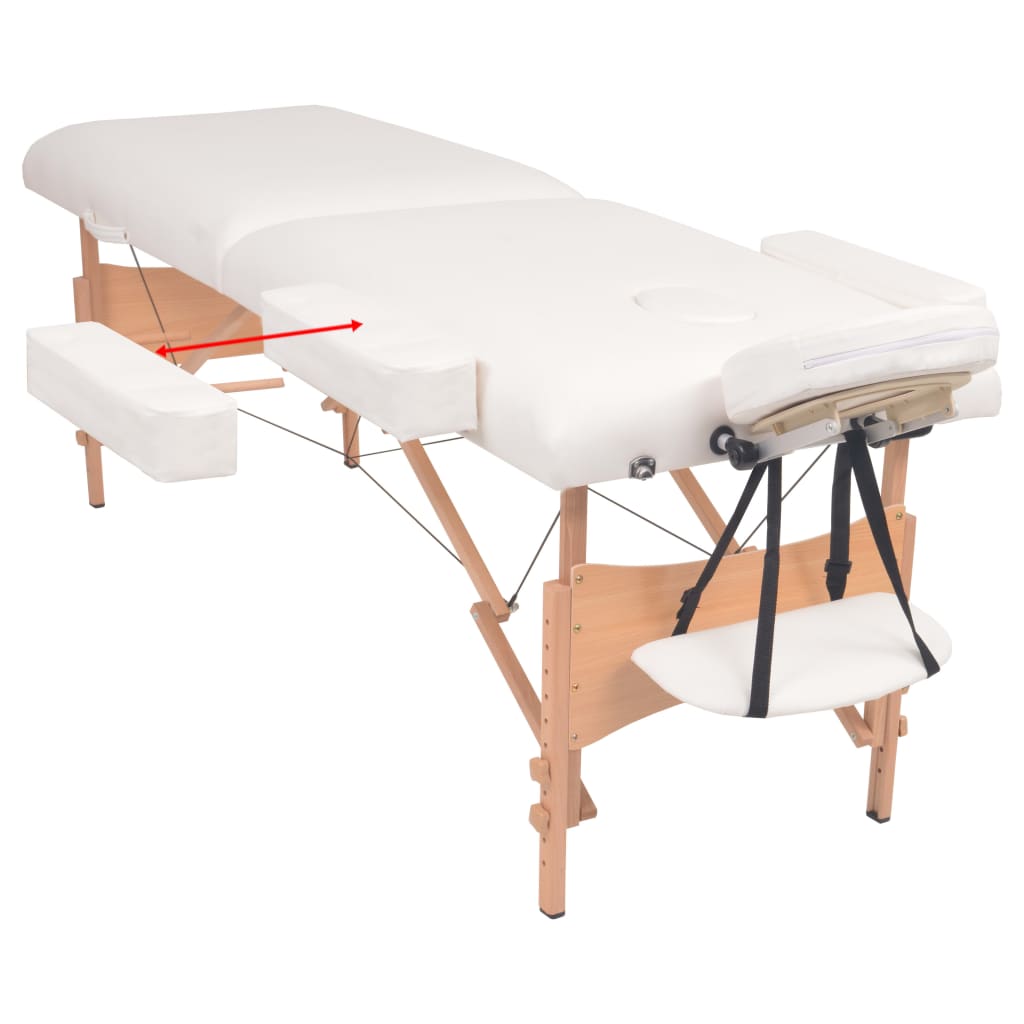 Massageliege 2-Zonen mit Hocker Klappbar 10 cm Sitz Schwarz