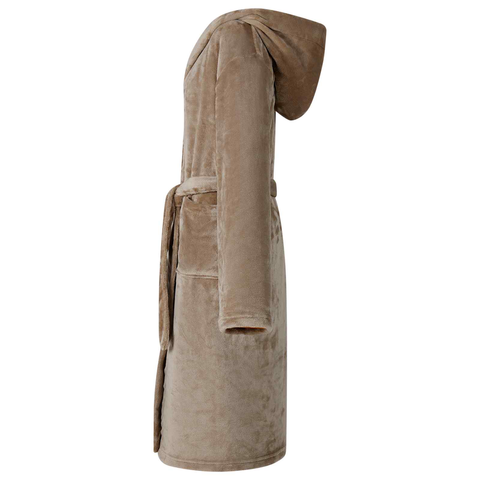 Bademantel Hoodie Beige S Flanell