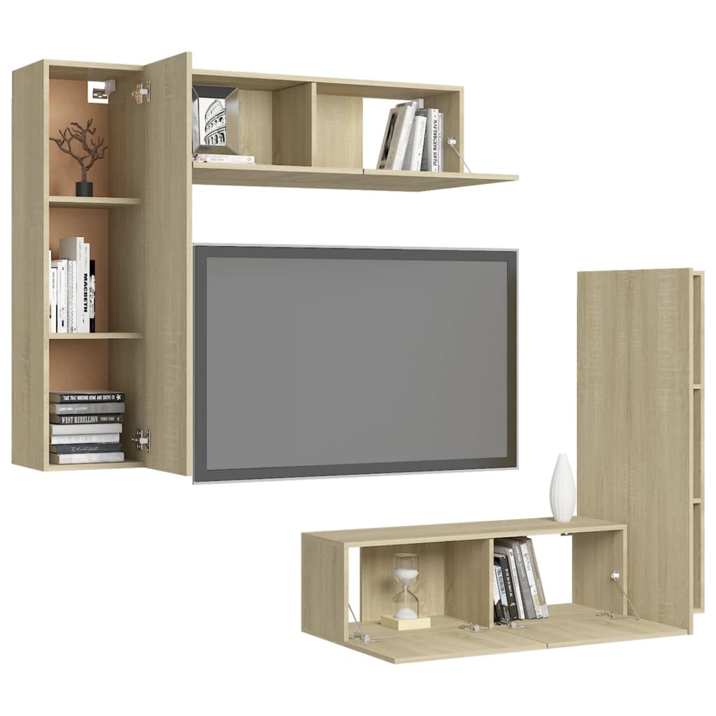 4-tlg. TV-Schrank-Set Weiß Holzwerkstoff