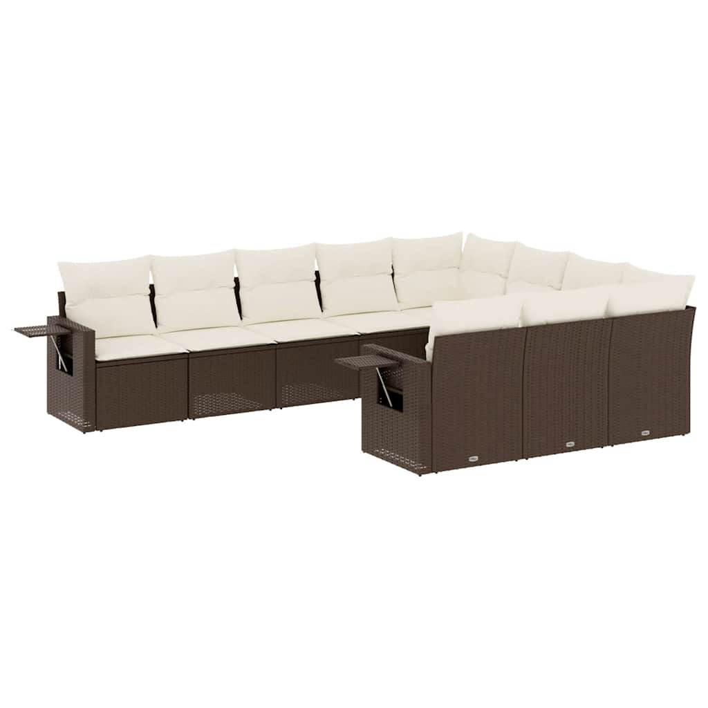 10-tlg. Garten-Sofagarnitur mit Kissen Schwarz Poly Rattan
