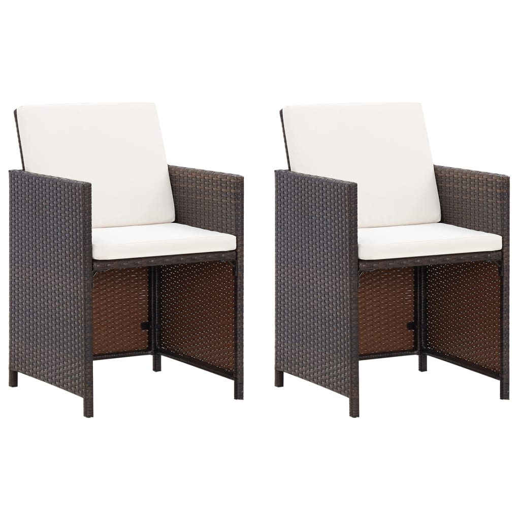 4-tlg. Gartenstuhl und Hocker Set Poly Rattan Schwarz