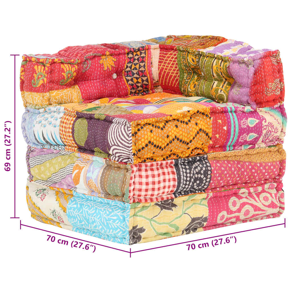 2-Sitzer Modularer Pouf Patchwork Stoff