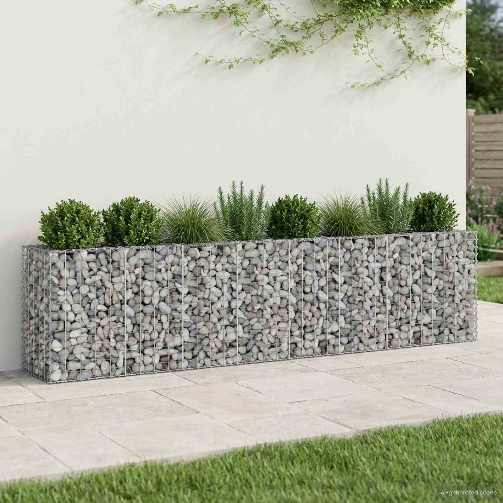 Gabionen Hochbeet 2 pcs Silber 260 x 60 x 55 cm