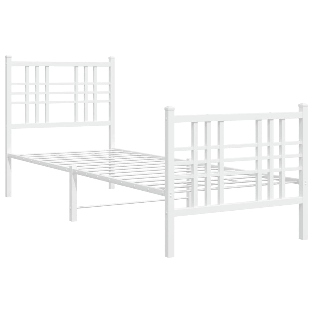 Bettgestell mit Kopf- und Fußteil Metall Schwarz 90x200 cm