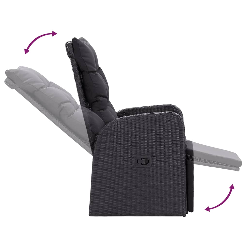 Garten-Liegestühle mit Kissen 2 Stk. Grau Poly Rattan