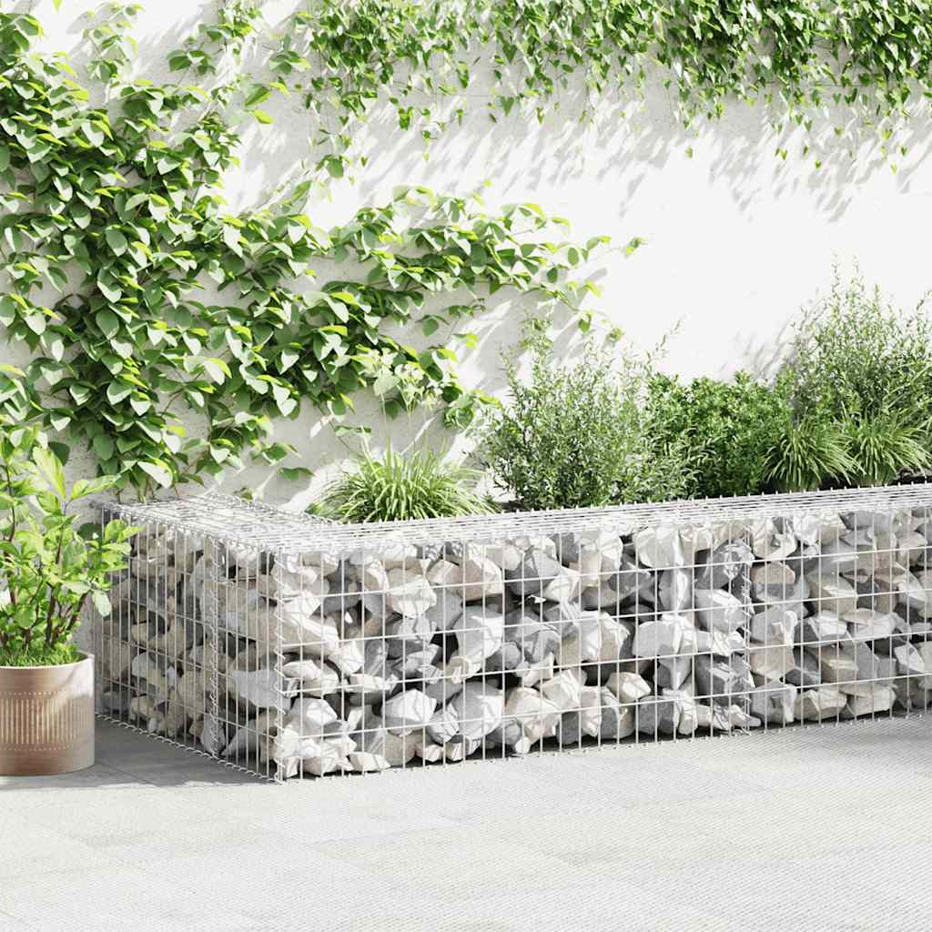 Gabionenwand mit Abdeckung Verzinkter Stahl 20×20×100 cm