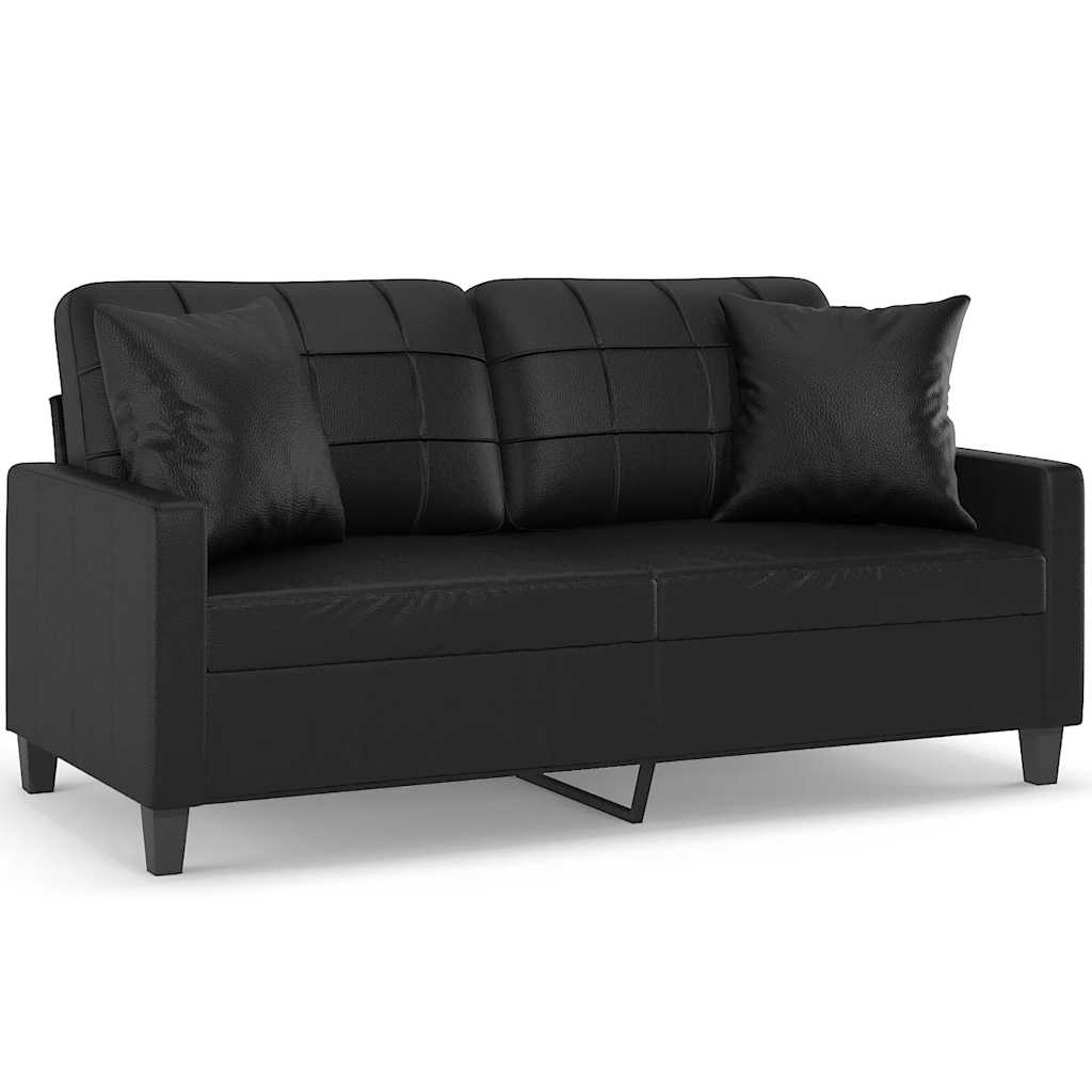 3-Sitzer-Sofa mit Zierkissen Schwarz 180 cm Kunstleder