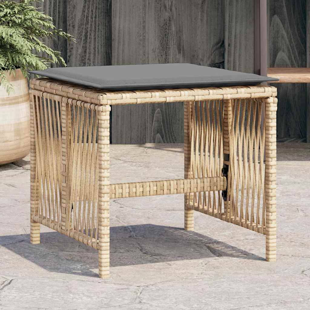 Gartenhocker mit Kissen 4 Stk. Schwarz 41x41x36 cm Poly Rattan