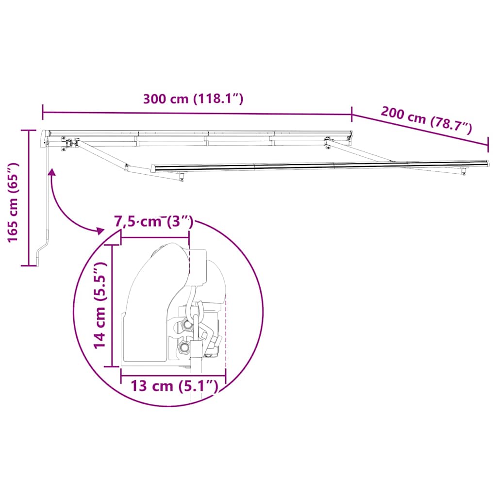 Markisenrahmen Weiß 2,5 x 2 m Metall